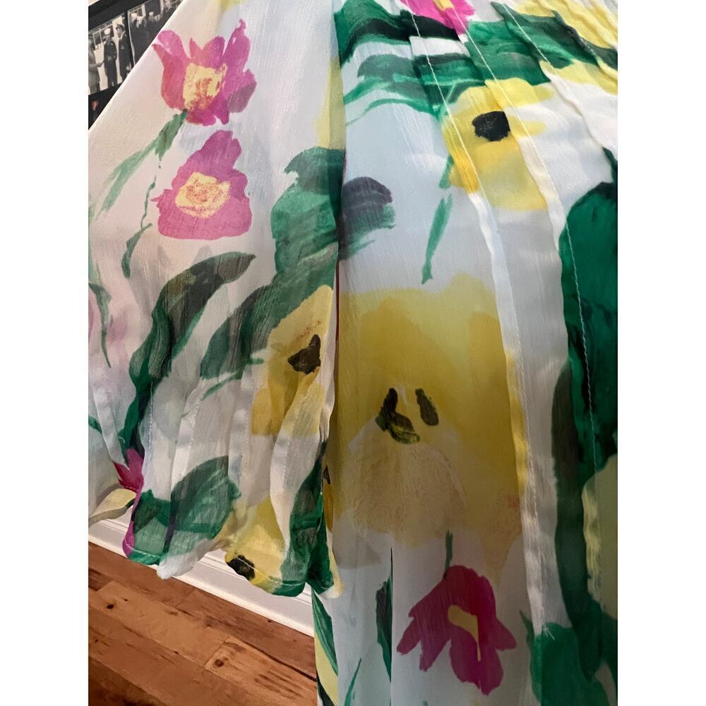 DKNY FLORAL SHORT chiffon TUNIC SUNDRESS WOMENS SIZE 12 - Picture 8 of 8